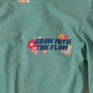 Cat & Jack Teal Rashguard with Floral Print